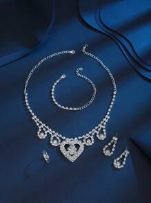 5 pièces, Set de collier tout en strass, cadeaux mode et personnalisés, chaîne de luxe légère, parure de frange 4 pièces, accessoires de mariée tout-en-un, cadeaux de fête, ensembles de bijoux, cadeaux d'été, cadeaux pour mère