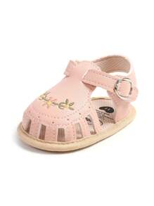 婴幼儿凉鞋夏季鞋户外学步鞋幼儿女孩夏季鞋优雅白色刺绣 - 粉色 - 查看 5