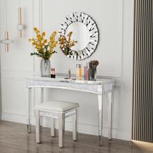 UNHO Konsolentisch 120 Flurtisch Schmal Kristall Eingangstisch, Wohnzimmertisch Silber Beistelltisch Modern Glastisch Deko Flurregal für Wohnzimmer Flur Schlafzimmer 120*35*79cm - Silber - Übersicht 9