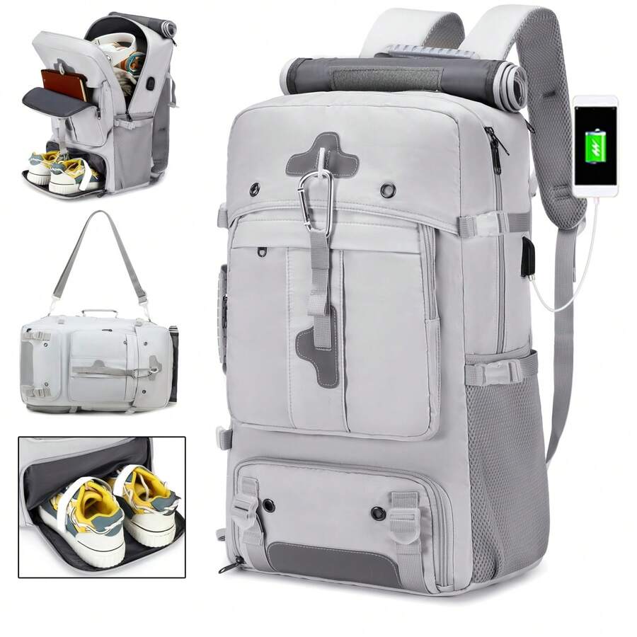 Zaino da viaggio, zaino da campeggio all'aperto con scomparto per scarpe, borsa da viaggio casual, zaino per computer per uomini e donne