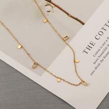 New Squared Teardrop Simple Elegant Necklace For Women, Layered Clavicle Chain, Luxury Girlfriend Gift - Gold - View 7