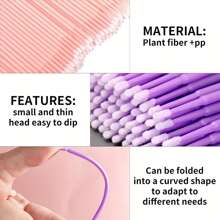 100 支纳米超细纤维棉签，用于精确涂抹眼影和眼线，无香型 PP 材质，超细笔尖，可完美上妆并温和卸妆，包含睫毛延长清洁刷