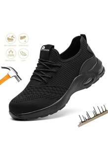 Unisex Steel Toe Safety Shoes, Men Anti-Smash, Anti-Puncture, Lightweight, Breathable, Soft Sole Work Shoes For All Seasons