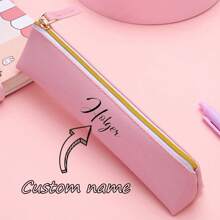 1 Pieza Estuche de lápices de gran capacidad de PU personalizado y personalizado para el almacenamiento de artículos de papelería de estudiantes de primaria y secundaria, creativo multifuncional y sencillo, de vuelta a la escuela - Multicolor - Ver 4