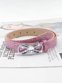 1pc Women's Elegant Rhinestone Embellished Metal Shiny PU Leather Belt, Fashion Accessory To Match Jeans, Dress