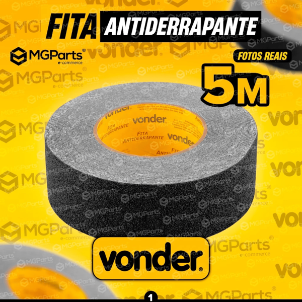 Fita Antiderrapante 5m Vonder Profissional Preta Área Externa / Interna Piso Escada Rampas Degraus Fita Lixa Original
