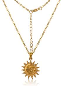 1pc Retro Gold Sun Pendant Necklace, Creative Sun & Moon Combined Necklace - Multicolor - View 10