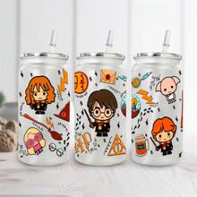 1pc 16oz Creative Multiple Pattern Harry Potter Frosted Plastic Tumbler Cup - Multicolor - View 11