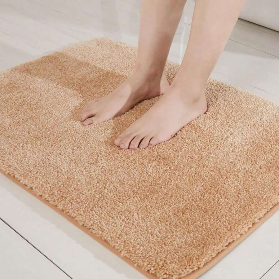 COSY HOMEER Bath Rugs For Bathroom Extra Thick- Anti-Slip Bath Mats Soft Plush Yarn Shaggy 100% Strong Mirco Polyeste Mat Livin - 米色 - 查看 1