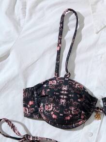 Bikini in stile solido nuovo europeo e americano per vacanze, bikini per festival musicali, feste e locali notturni con decorazioni metalliche alla moda e sexy