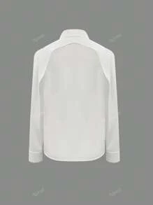 Women's Solid Color Split Hem Single-Breasted Long Sleeve Casual Shirt