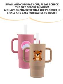 210ml Colorful & Cute Silicone Baby Learning Cup, 6 Months-3 Years Old Unisex Toddler Training Cup With Handle, Straw & Lid, 7oz Capacity