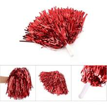 1 Pair Metal Foil Handle Cheerleading Pom Poms, Fluffy Shiny Cheerleading Pompoms With Handle For Sports Dance Party - Multicolor - View 4