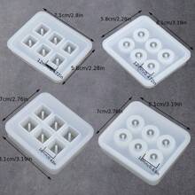 1 件 6 款耳环手链珠宝吊坠 6 腔硅胶模具，DIY 创意手工艺品，水晶树脂硅胶模具 - 6格帶孔模具 - 查看 11