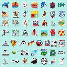 50 piezas de pegatinas lindas de fútbol, pegatinas de vinilo impermeables de dibujos animados para botellas de agua, portátiles, tablas de snowboard, cascos, pegatinas para aficionados a los juegos de pelota para adultos, adolescentes y útiles escolares - A - Ver 7