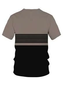Bộ 2 món gồm áo thun cổ tròn tay ngắn phối màu kaki và đen, quần short đen cùng chất liệu 100% polyester nhẹ, thoáng khí, trang phục thể thao thường ngày phù hợp cho mùa hè. - Nhiều màu - Xem 4