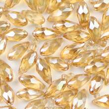 50 hạt 6*12mm hình giọt nước trong suốt nhiều màu sắc, lỗ ngang, dùng làm đồ trang sức, hạt pha lê thủy tinh dùng làm hoa tai, vòng tay, vòng cổ tự làm - Lỗ bên giọt nước - Xem 12