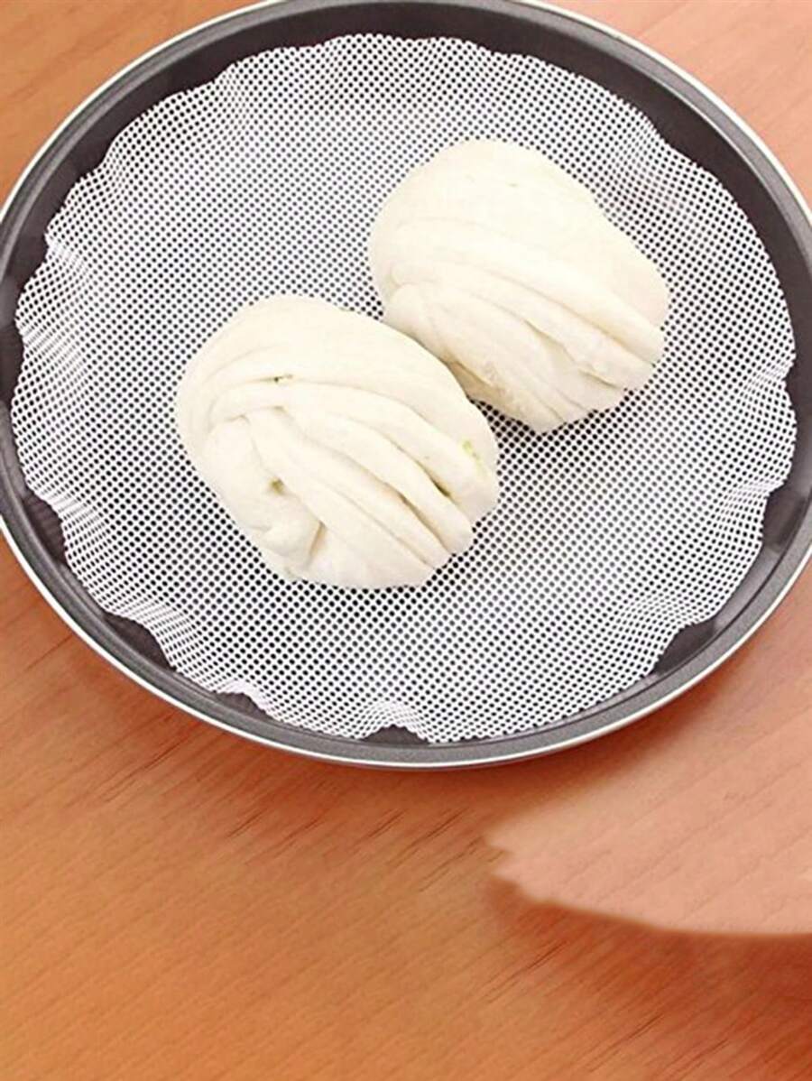1個可重複使用圓形蒸餃墊 不沾蒸墊 包子烘焙點心蒸籠網墊 烹飪配件 烘焙墊 餐廳廚房蒸籠墊 烹飪工具 廚房烹飪蒸墊 適用於蒸鍋 餡包 餃子