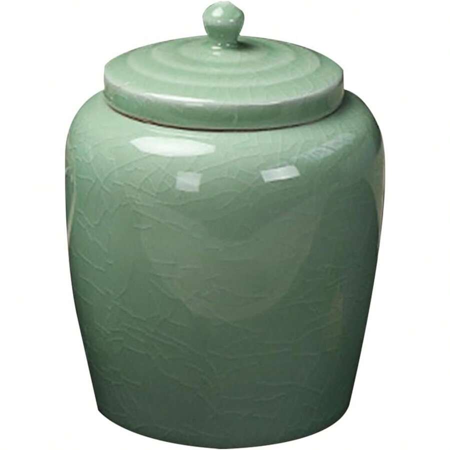 PRETYZOOM 1pc Tea Food Storage Canister Chinese Ceramic Tea Canister Ceramic Spaghetti Container Ceramic Airtight Lid Canister Pasta Containers Ru Kiln Ceramics Large