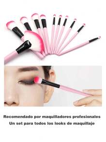 Set completo de 24 brochas de maquillaje color rosa, incluye brochas para base, polvos, rubor, corrector y sombra de ojos. Ideales para crear cualquier look, presentación elegante y ergonómica. - Rosa - Ver 3