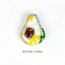 1pc Handmade Beaded Fruit Patch - Cute Embroidered Lemon And Peach Appliques, For Hats And Clothing Accessories, Vibrant Yellow And Green, Decorative Fabric Sticker, Hat Decoration | Playful Design | Handcrafted Appearance, Fruit Decor, Suitable For Holiday Decorations Gifts, Easter, Halloween, Teacher's Day, Mother's Day Holiday Party Gifts