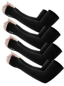 1/2/3/4 Pairs Ladies UV Protection Arm Sleeves, Cooling Compression Tattoo Cap Sleeve For Work, Cycling, Fishing, Halloween, Winter, Casual Plain Colors
