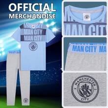 Manchester City FC Pyjama Set Nightwear PJ Loungewear 5-14 Years Football Gift