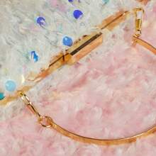 1 Elegant And Fashionable Shiny Corduroy Evening Bag, Suitable For Women's Wedding Clutch Bags At Parties And Dances, Diagonal Cross Bag - White - View 9