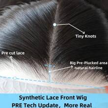 Ua Hair 9x7 Glueless Synthetic Lace Front Wig Wear And Go Pre Plucked Pre Cut Straight Wig Vivid Self Growing Clean Hairline With Tiny Knots  Heat Resistant Fiber Natural No Glue Wig - 金髮女郎 - 查看 3