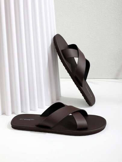 Men's Sandals Comfortable And Stylish Black Slippers Cross Slippers Cool