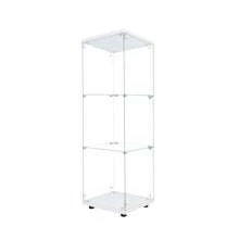 Vetrina in vetro, 125 x 42 x 36 cm con 3 ripiani, vetrine per soggiorno, vetrina in vetro a LED, 1 anta con serratura, vetrina per collezioni di vetrine in piedi per camera da letto, ufficio