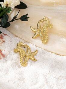 1 Pair Fashionable, Elegant & Delicate Starfish Shaped Earrings - Seahorse - View 5