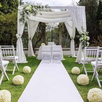 1pc Extra Large Soft Chiffon Fabric Decor (472.5*35.5/236.2*35.5 Inch), Perfect For Wedding Aisle Carpet Runner, Corridor, Outdoor And Ceremony Backdrop, Indoor Celebration - Sheer White