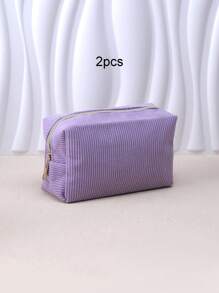 1/2pcs Corduroy Solid Colour Cosmetic Bag,Large Capacity Pencil Case Corduroy Cosmetic Bag,Portable Travel Toiletry Bag,Back-To-School Gifts, Stationery And School Supplies, Travel Reusable Storage Bags,Aesthetic Makeup Storage Bag