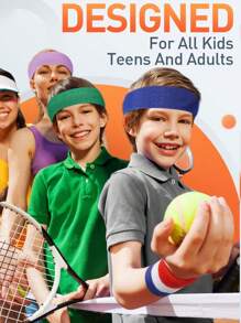 儿童运动头带，弹性吸汗加厚羊毛头带，青少年吸汗带，男孩头带，柔软多彩儿童头带，适合 8-16 岁篮球、网球、棒球、垒球、排球、足球、跑步等运动