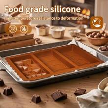 Silicone Chocolate Bar Mold - Detailed Deep Candy Bar Mold With Pistachio Filling Pattern For Pastry Making, Wax Melts, Thick Chocolate Molding - 1 Pc - Multicolor - View 4