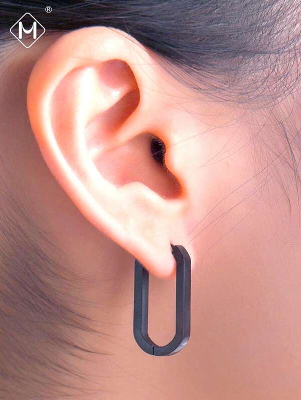 MEISILL 1 Pair Stainless Steel U-Shaped Flat Mirror Polished Hoop Earrings For Women, And Suitable For Daily Wear