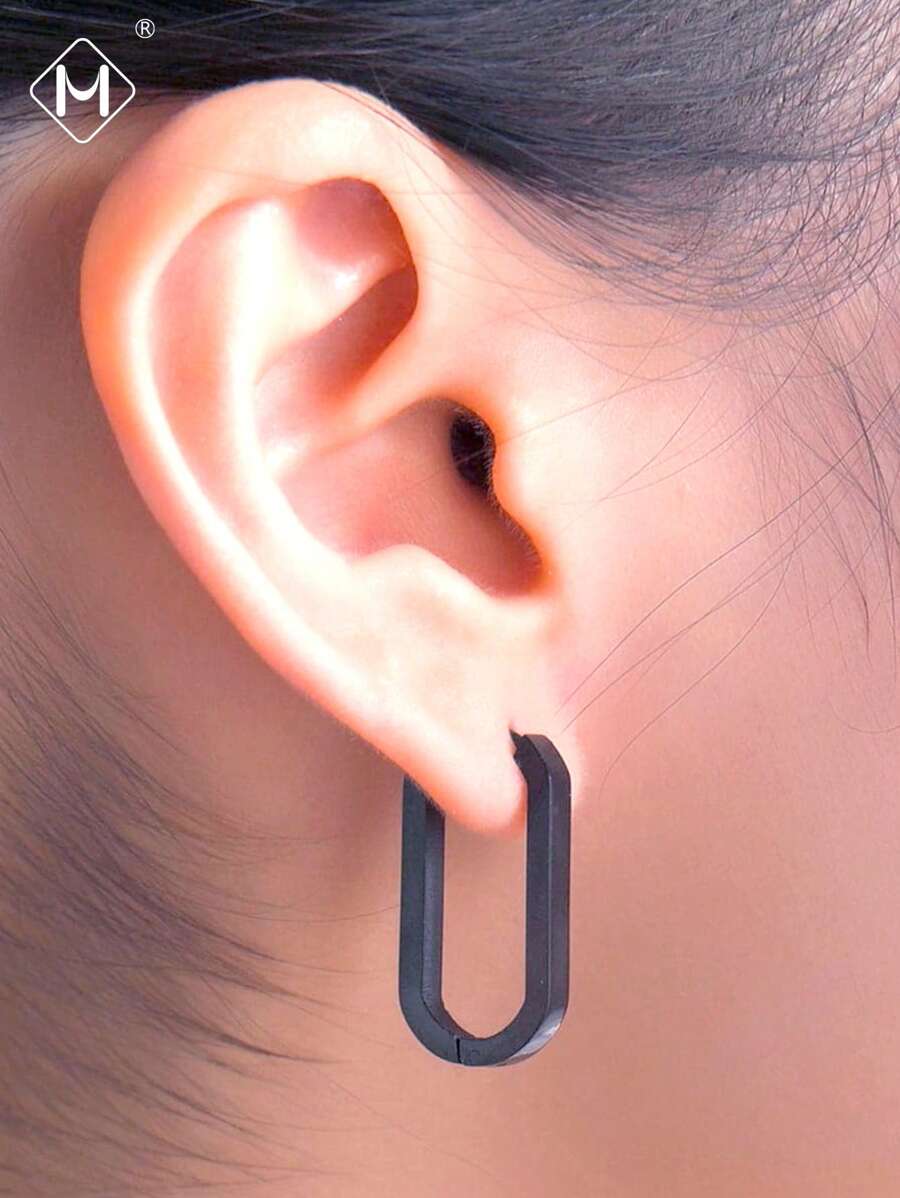 MEISILL 1 Pair Stainless Steel U-Shaped Flat Mirror Polished Hoop Earrings For Women, And Suitable For Daily Wear