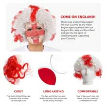 England Supporters Set – Red & White Afro Wig & Face Paint For Football & National Events