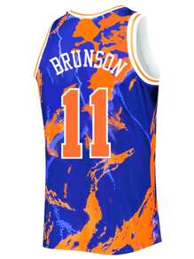 Men's Embroidered Basketball Jersey 11 Blue Graffiti Casual Sleeveless Vest V-Neck T-Shirt Party Sports Top