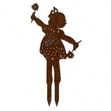 1 Stück Landhausstil Metallstatue im rustikalen Stil, Junge mit Vogel, Mädchen hält Blume, Paar hält Blumen Gartenpfahl, handgefertigte Eisenkunst Dekoration, geeignet als Geschenk zum Geburtstag, Erwärmung, Hochzeit, Muttertag, Thanksgiving, Garten- und Pflanzendekoration