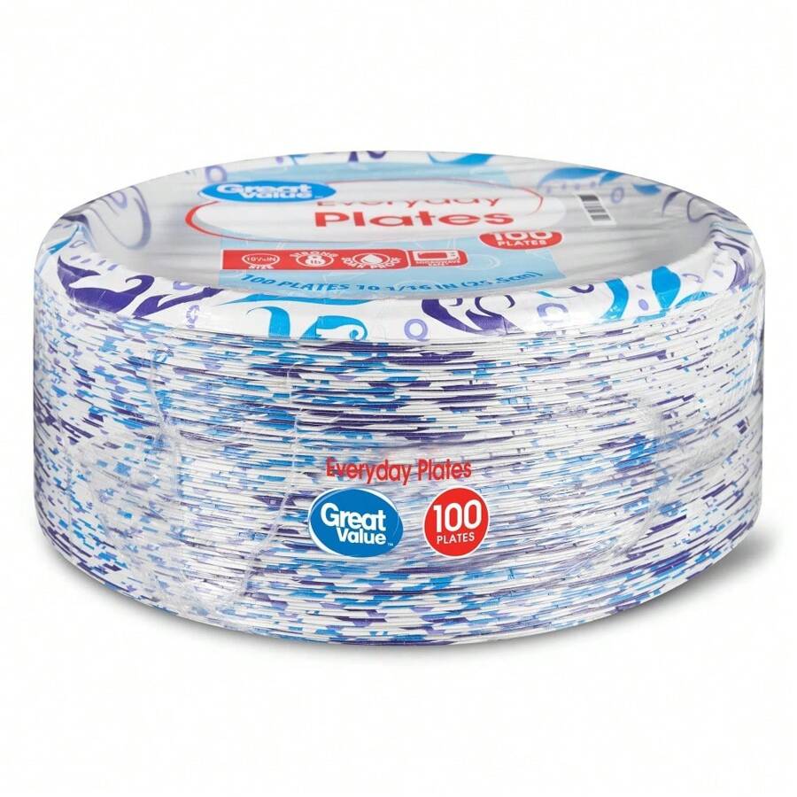 Everyday Disposable Paper Plates, 10", 100 Count - White - View 1