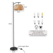 Farmhouse Standing Lamp,  Natural Paper String Lampshade Shade, Rustic Standing Floor Lamps With Foot Switch, For Living Room, Bedroom, Office (Bulb Not Include) - UK Plug(220-240V) - View 2