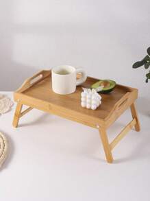 One Piece Bamboo Tray, A Foldable Multifunctional Service Tray Imitating Wood Grain, Is An Ideal Choice For Home, Kitchen, And Christmas Gifts - Multicolor - View 7