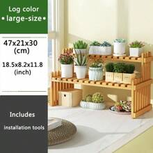 Wooden Flower Display Rack 2-Storey Wooden Plant Rack Flower Pot Rack Display Rack, Mobile Flower Shop Bouquet Rack, Used For Outdoor Flower Pop-Up Activities In Flower Shops And Courtyard Gardens. - Multicolor - View 12