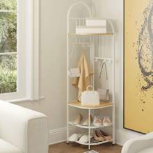 4-Tier Coat Rack 180cm Tall Entryway Shoes Shelf Organizer - Khaki - View 6