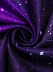 Girls' Butterfly Print Pattern Starry Sky Graphic Crew Neck Short Sleeve T-Shirt And Shorts Set - Purple - View 9