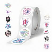 500张/卷 舞蹈贴纸，可用于装饰文具、水瓶、行李箱、滑板、吉他、DIY剪贴簿材料 - 彩色 - 查看 2