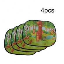4pcs Car Sun Shade, Side Window Mesh Screen Sunshade Thermal Insulation PVC Static Cling Film With Suction Cup - Green - View 3