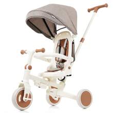MERAX 7 In 1 Baby Tricycle, Foldable Toddler Tricycle With Removable And Adjustable Parent Handle, Toddler Push Bike With Removable Pedal, Canopy, And Guardrail, Tricycle For 12-72 Months, Ivory And Brown - Ivory - View 2